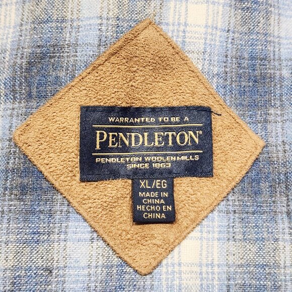 Pendleton Hi-Pile Fuzzy Sherpa Full Zip Fleece Jacket Ivory, Plaid Trim Women XL - Picture 11 of 12